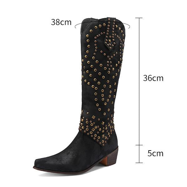 Abbott - Elegant boots with metal studs and solid heel